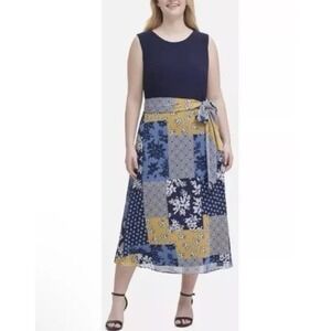 Jessica Howard Patchwork Floral Chiffon Dress 18 Boho Hippie Coquette Peasant